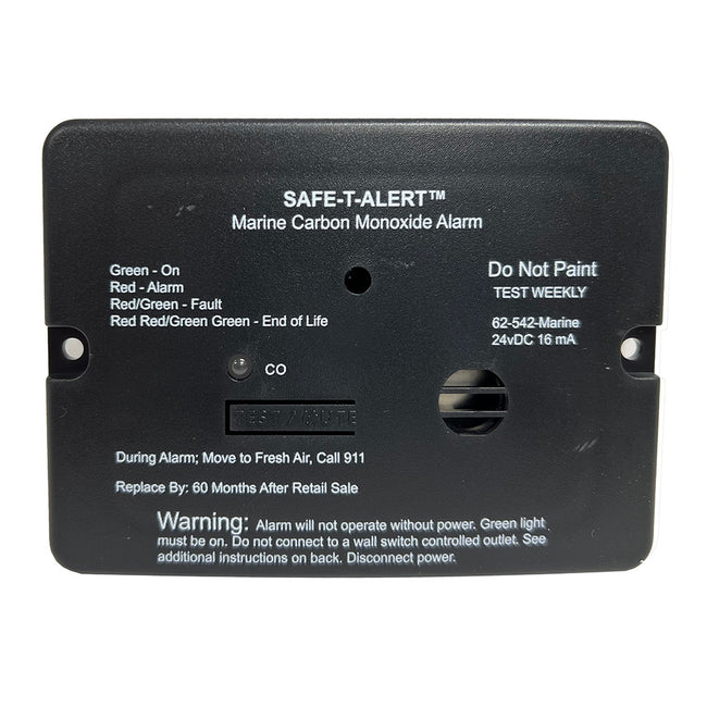 Safe-T-Alert 62 Series Carbon Monoxide Alarm - 24V Flush Mount - Black w/Relay [62-542-R-BL-24V]