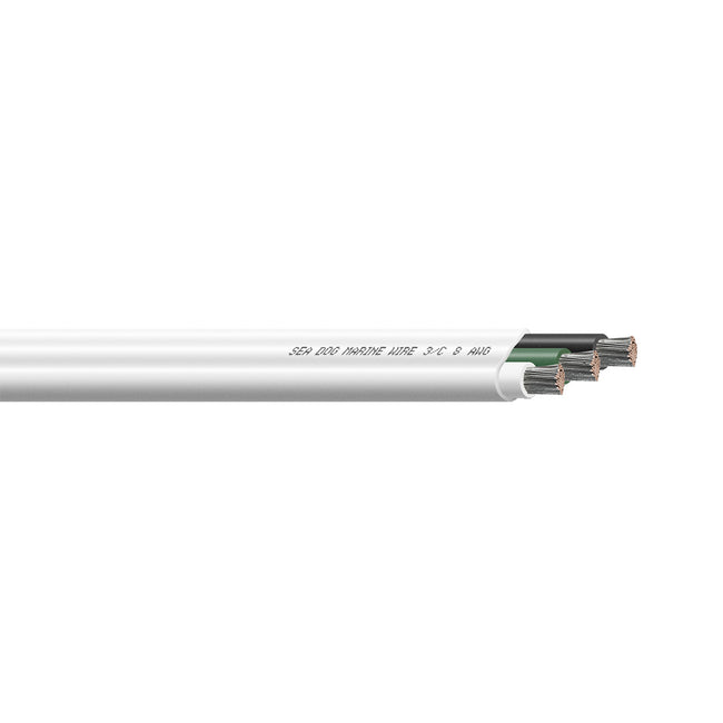 Sea-Dog 8/3 AWG Flat Triplex Wire - White/Green/Black - 100' [8008302]