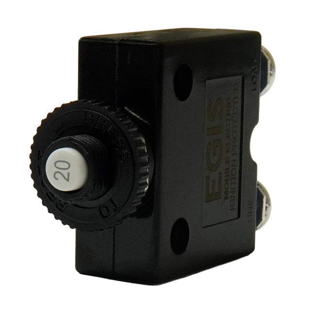 Egis 20A Push Button Panel Mount Circuit Breaker - Screw Terminals [4710-20]