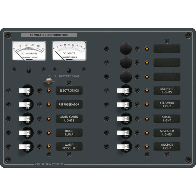 Blue Sea 8068 DC 13 Position Toggle Branch Circuit Breaker Panel - White Switches [8068] - Rough Seas Marine