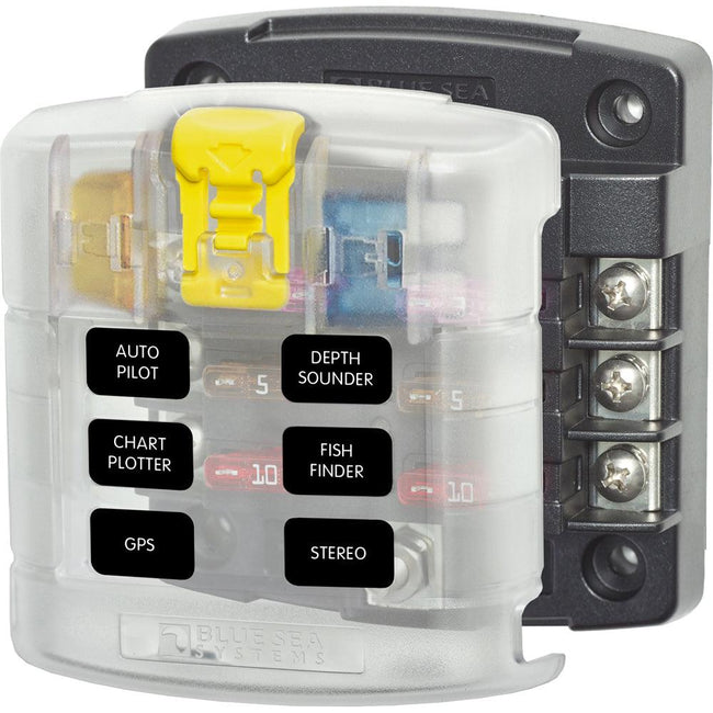 Blue Sea 5028 ST Blade Fuse Block w/ Cover - 6 Circuit without Negative Bus [5028] - Rough Seas Marine