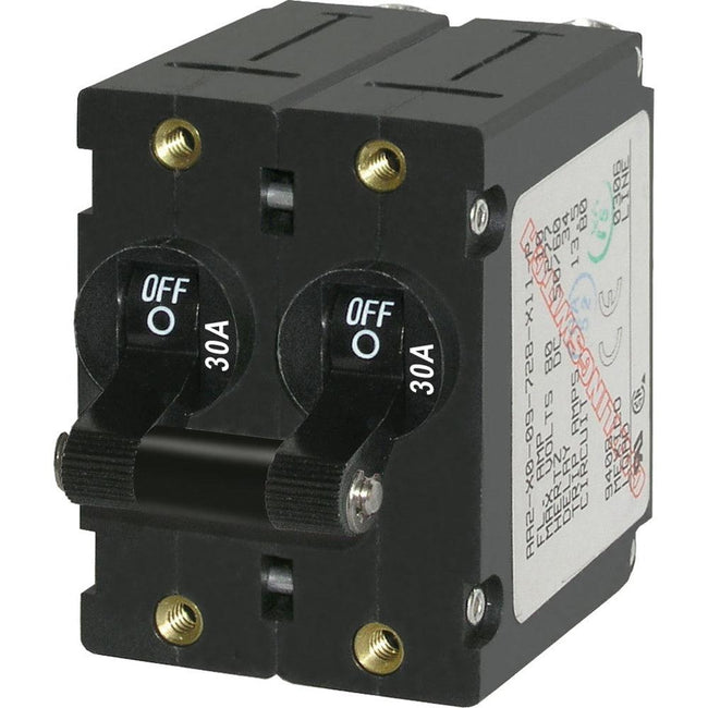Blue Sea 7237 A-Series Double Pole Toggle - 30A - Black [7237] - Rough Seas Marine