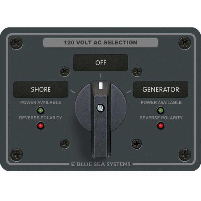 Blue Sea 8365 AC Rotary Switch Panel 65 Ampere 2 Positions + OFF, 2 Pole [8365] - Rough Seas Marine