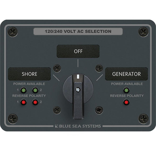 Blue Sea 8386 AC Rotary Switch Panel 30 Ampere 2 Positon + OFF, 4 Pole [8386] - Rough Seas Marine