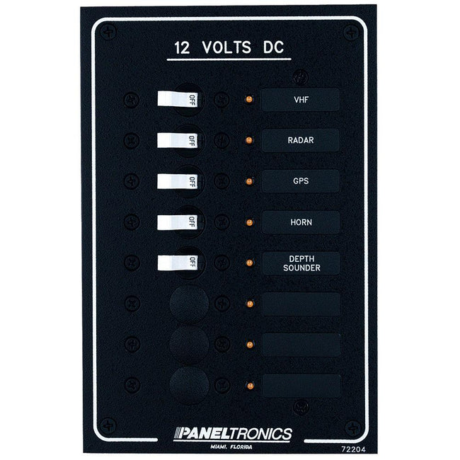 Paneltronics Standard DC 8 Position Breaker Panel w/LEDs [9972204B] - Rough Seas Marine