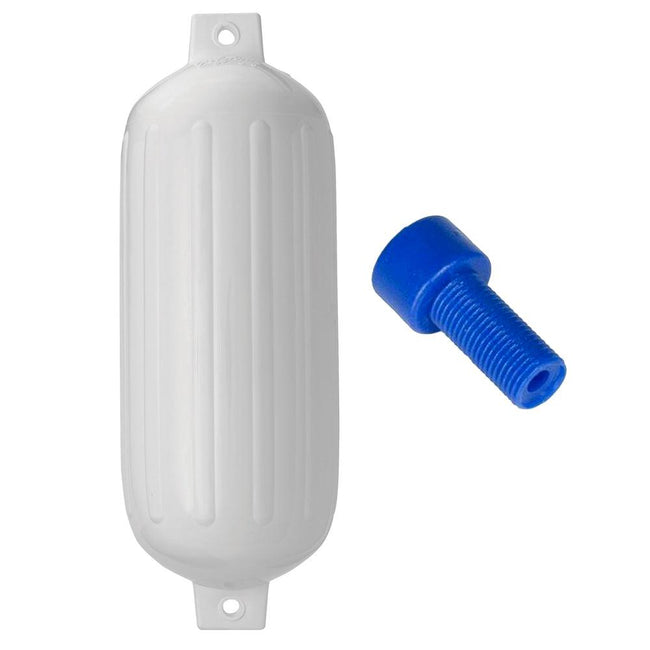 Polyform G-6 Twin Eye Fender 11" x 30" - White w/Adapter [G-6-WHITE] - Rough Seas Marine