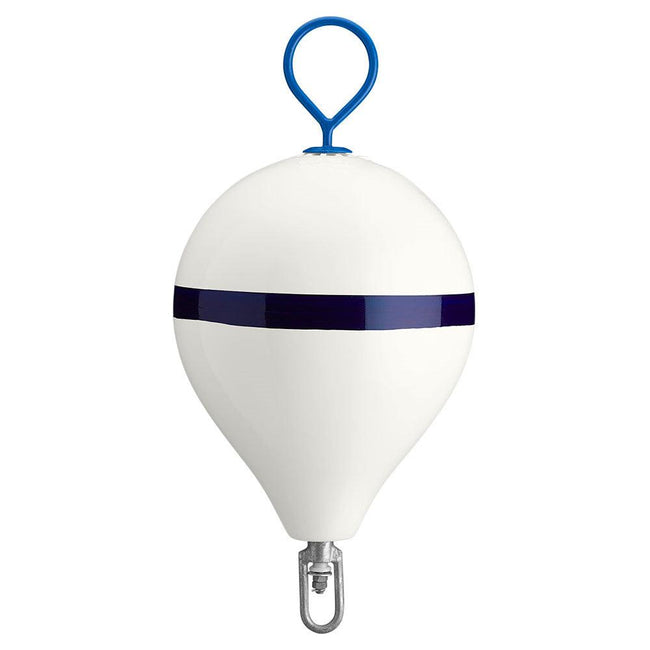 Polyform 17" CM Mooring Buoy w/Steel Iron - White Blue Stripe [CM-3 WH-STR] - Rough Seas Marine