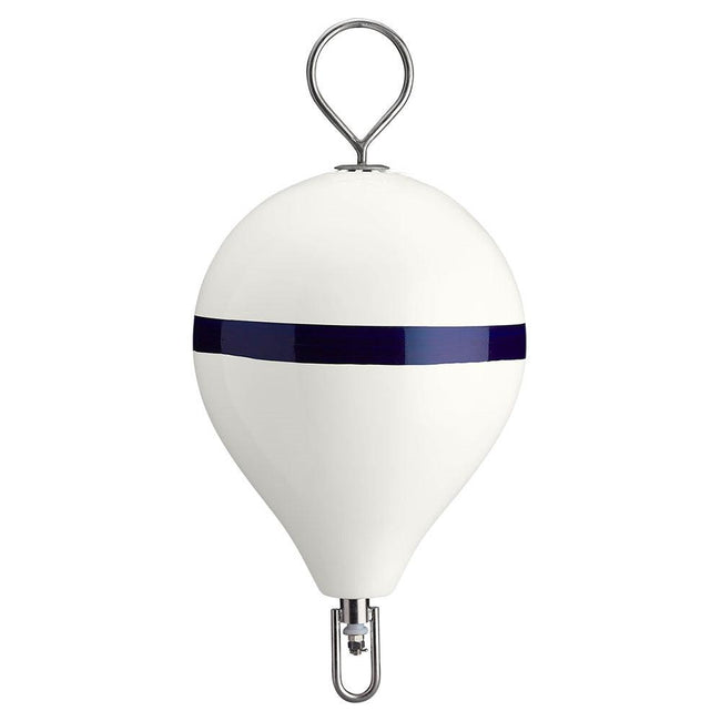 Polyform 17" CM Mooring Buoy w/SS Iron - White Blue Stripe [CM-3SS W-STR] - Rough Seas Marine