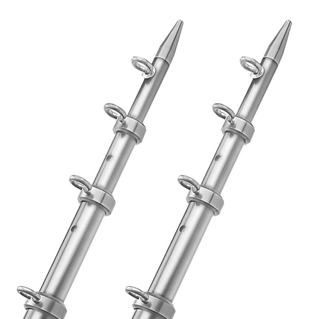 TACO 15' Telescopic Outrigger Poles HD 1-1/2" - Silver/Silver [OT-0542VEL15-HD] - Rough Seas Marine