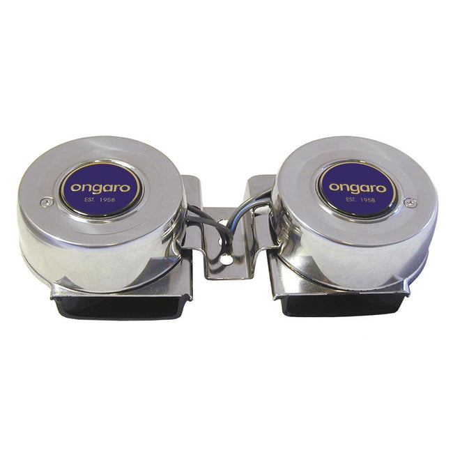 Schmitt  Ongaro All-Stainless Mini Compact Twin Horn - 12V [10002] - Rough Seas Marine