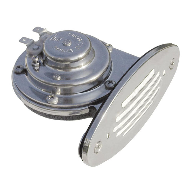 Schmitt  Ongaro Mini SS Single Drop-In Horn w/SS Grill - 12V Low Pitch [10050] - Rough Seas Marine