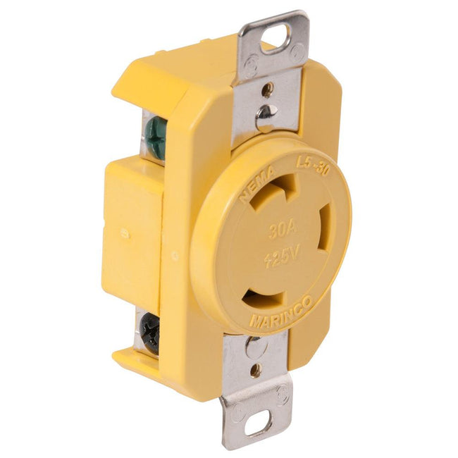 Marinco 305CRR 30A Receptacle - Yellow - 125V [305CRR] - Rough Seas Marine