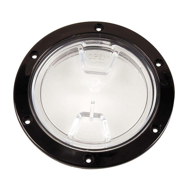 Beckson 4" Clear Center Screw Out Deck Plate - Black [DP40-B-C] - Rough Seas Marine