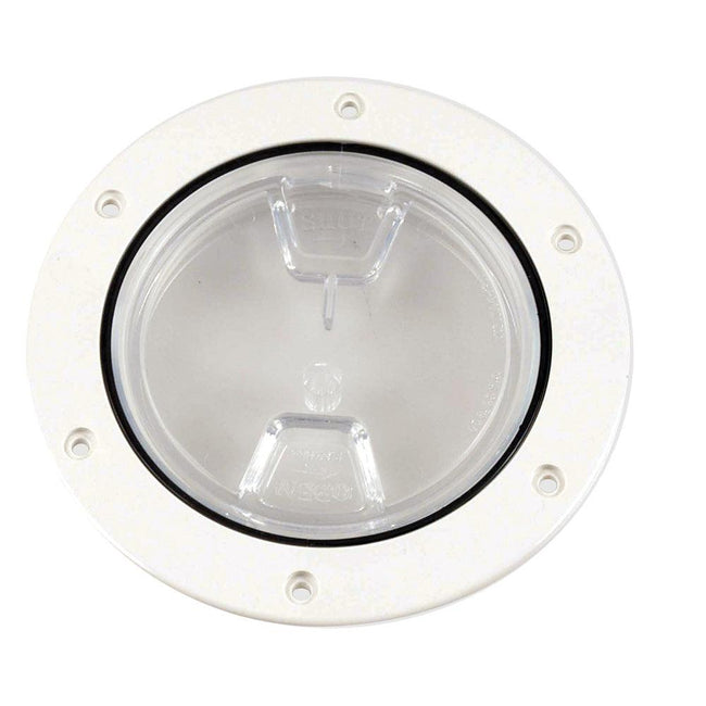 Beckson 4" Clear Center Screw-Out Deck Plate - White [DP40-W-C] - Rough Seas Marine