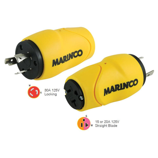 Marinco Straight Adapter, 30A Male - 15A Female [S30-15] - Rough Seas Marine