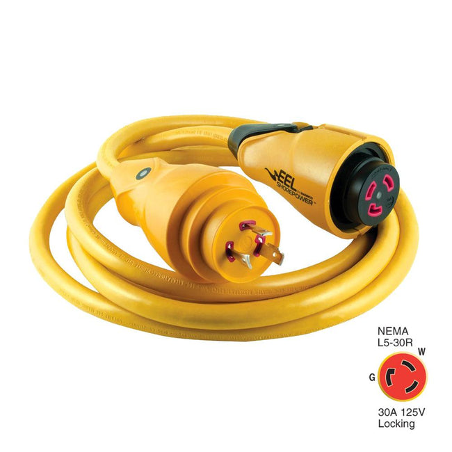 Marinco CS30-12 EEL 30A 125V Shore Power Cordset - 12' - Yellow [CS30-12] - Rough Seas Marine