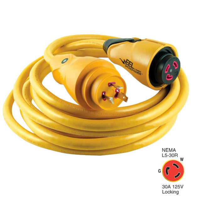 Marinco CS30-25 EEL 30A 125V Shore Power Cordset - 25' - Yellow [CS30-25] - Rough Seas Marine