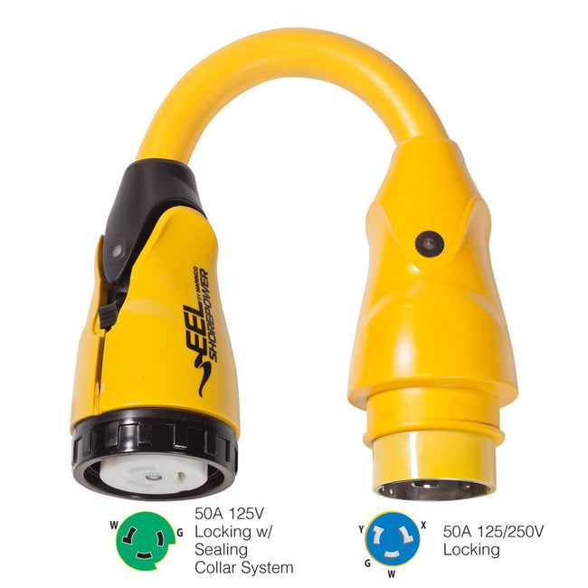 Marinco P504-503 EEL 50A-125V Female to 50A-125/250V Male Pigtail Adapter - Yellow [P504-503] - Rough Seas Marine