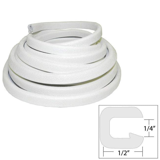 TACO Flexible Vinyl Trim - 1/4" Opening x 1/2"W x 25'L - White [V30-1008W25-1] - Rough Seas Marine