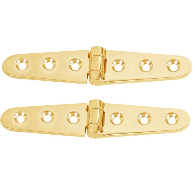 Whitecap Strap Hinge - Polished Brass - 6" x 1-1/8" - Pair [S-605BC] - Rough Seas Marine