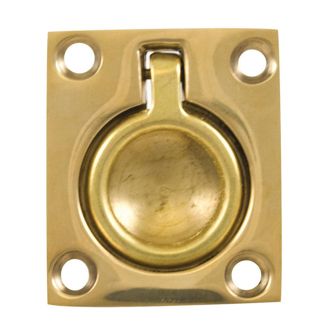 Whitecap Flush Pull Ring - Polished Brass - 1-1/2" x 1-3/4" [S-3360BC] - Rough Seas Marine