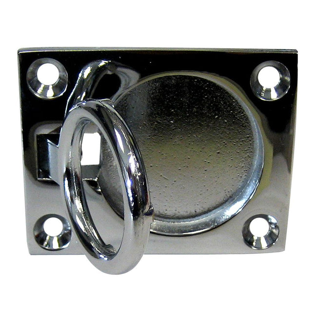 Whitecap Flush Pull Ring - CP/Brass - 2" x 2-1/2" [S-3362C] - Rough Seas Marine