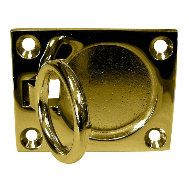 Whitecap Flush Pull Ring - Polished Brass - 2" x 2-1/2" [S-3362BC] - Rough Seas Marine