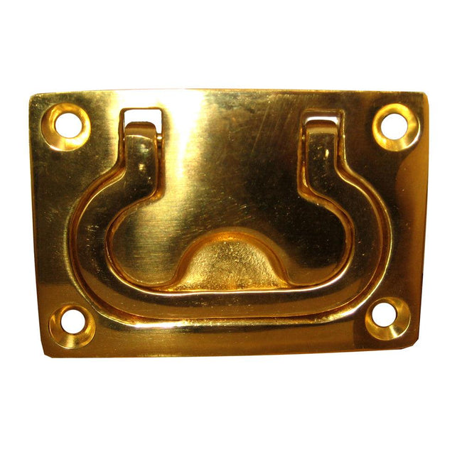 Whitecap Flush Pull Ring - Polished Brass - 3" x 2" [S-3364BC] - Rough Seas Marine