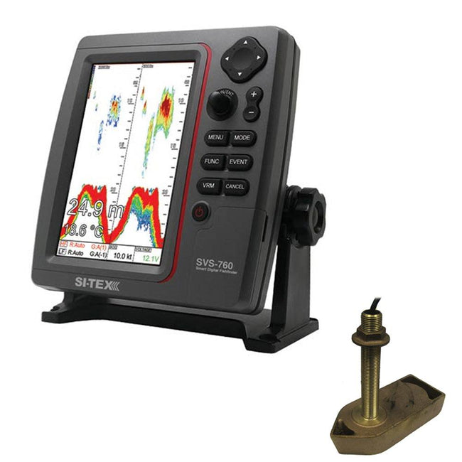 SI-TEX SVS-760 Dual Frequency Sounder 600W Kit w/Bronze Thru-Hull Temp Transducer - 307/50/200T-CX [SVS-760TH1] - Rough Seas Marine