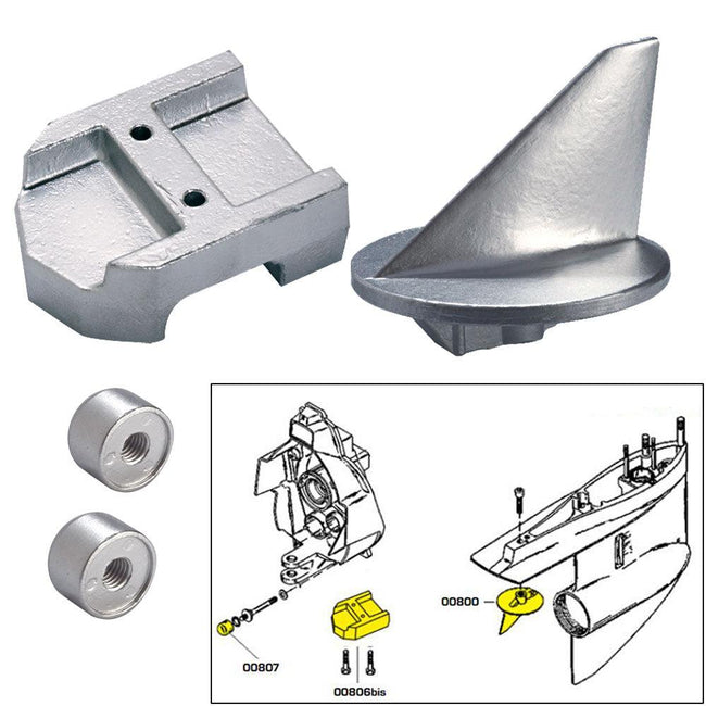 Tecnoseal Anode Kit w/Hardware - Mercury Alpha 1 Gen 1 - Aluminum [20800AL] - Rough Seas Marine