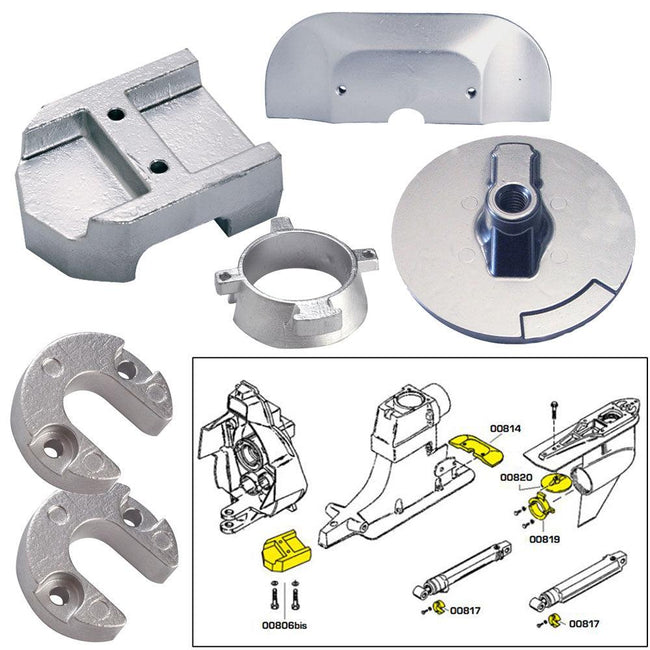 Tecnoseal Anode Kit w/Hardware - Mercury Alpha 1 Gen 2 - Zinc [20801] - Rough Seas Marine