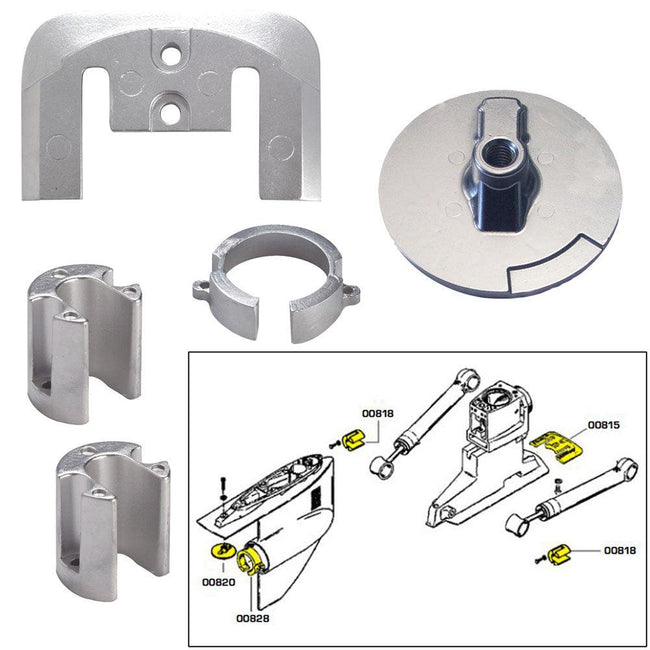 Tecnoseal Anode Kit w/Hardware - Mercury Bravo 1 - Aluminum [20803AL] - Rough Seas Marine