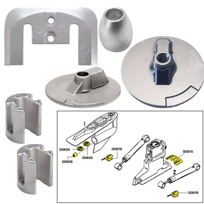 Tecnoseal Anode Kit w/Hardware - Mercury Bravo 3 2004-Present - Aluminum [20805AL] - Rough Seas Marine