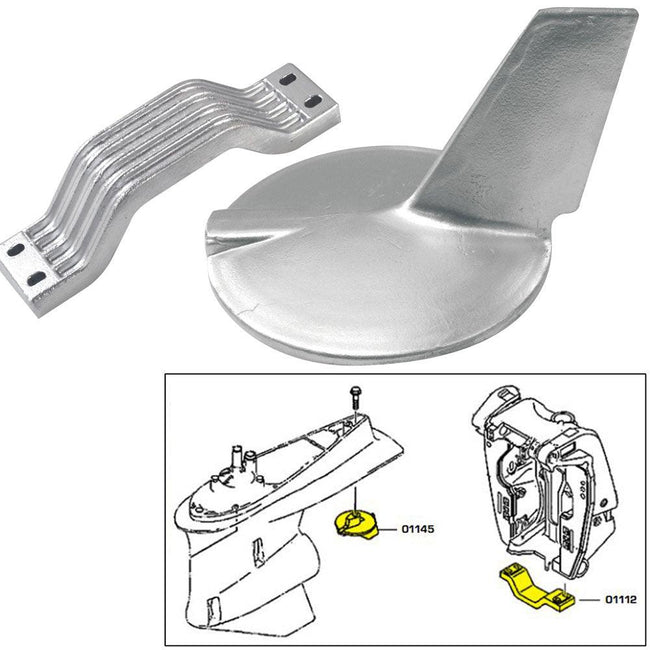 Tecnoseal Anode Kit w/Hardware - Yamaha 200-300HP Hi-Performance - Aluminum [21106AL] - Rough Seas Marine