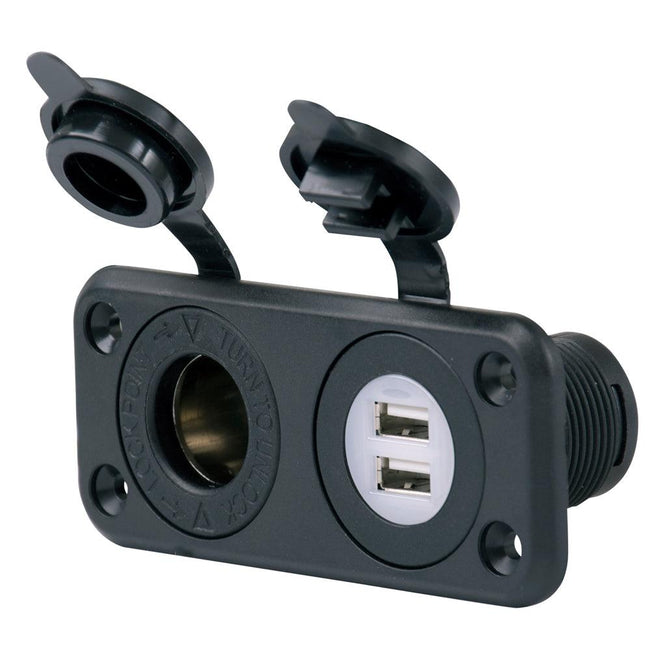 Marinco SeaLink Deluxe Dual USB Charger & 12V Receptacle [12VCOMBO] - Rough Seas Marine