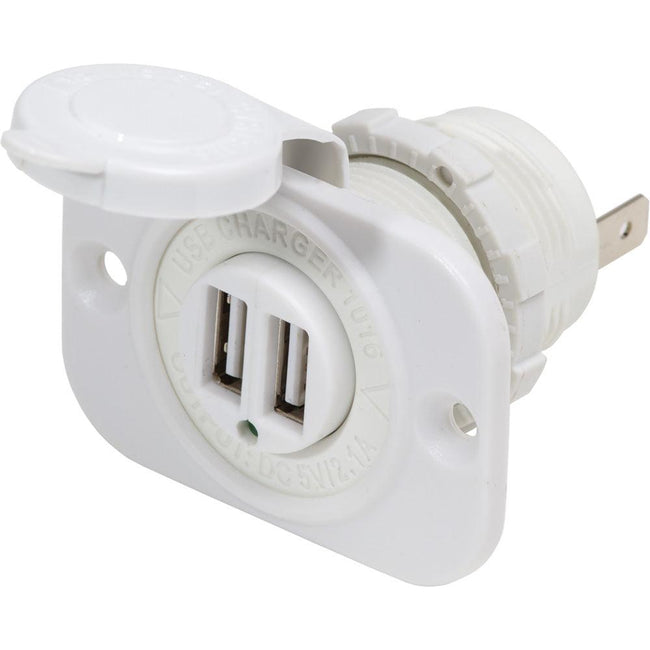Blue Sea 12V DC Dual USB Charger Socket - White [1016200] - Rough Seas Marine