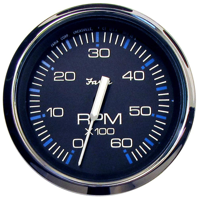 Faria Chesapeake Black 4" Tachometer - 6000 RPM (Gas) (Inboard  I/O) [33710] - Rough Seas Marine