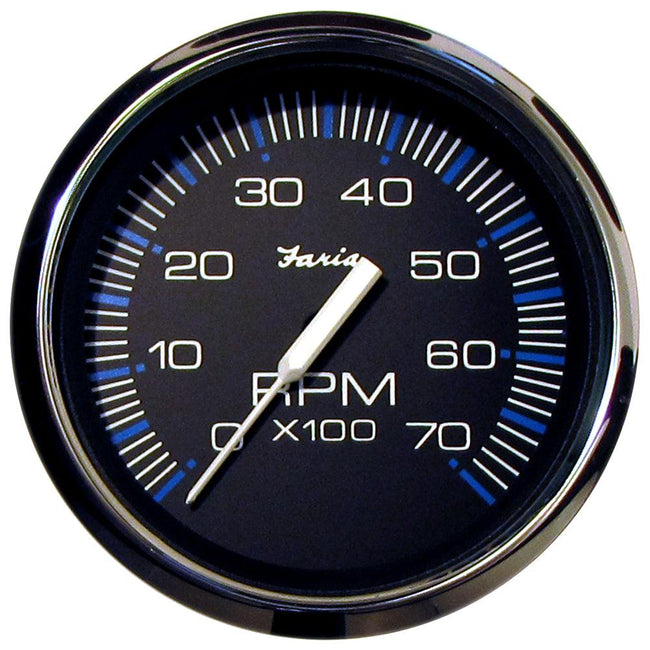 Faria Chesapeake Black 4" Tachometer - 7000 RPM (Gas) (All Outboards) [33718] - Rough Seas Marine