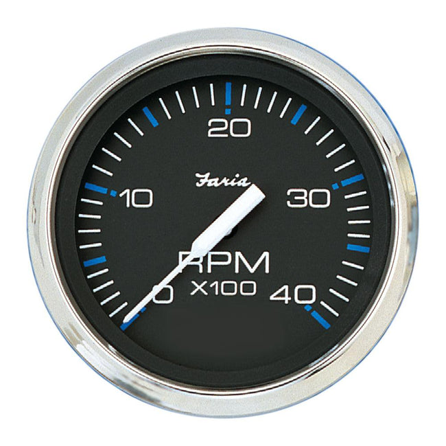 Faria Chesapeake Black 4" Tachometer - 4000 RPM (Diesel) [33742] - Rough Seas Marine