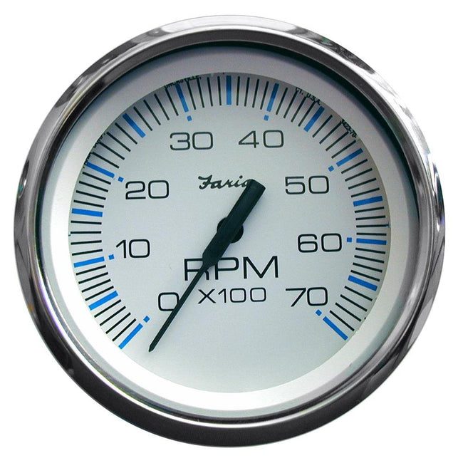 Faria Chesapeake White SS 4" Tachometer - 7000 RPM (Gas) (All Outboards) [33817] - Rough Seas Marine