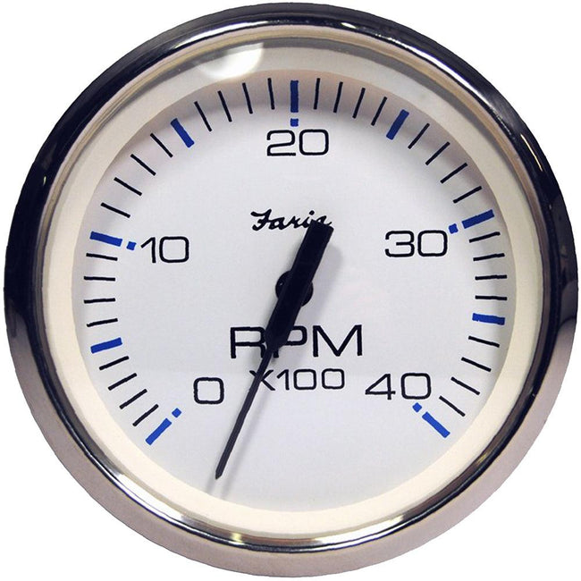 Faria Chesapeake White SS 4" Tachometer - 4000 RPM (Diesel) (Magnetic Pick-Up) [33818] - Rough Seas Marine