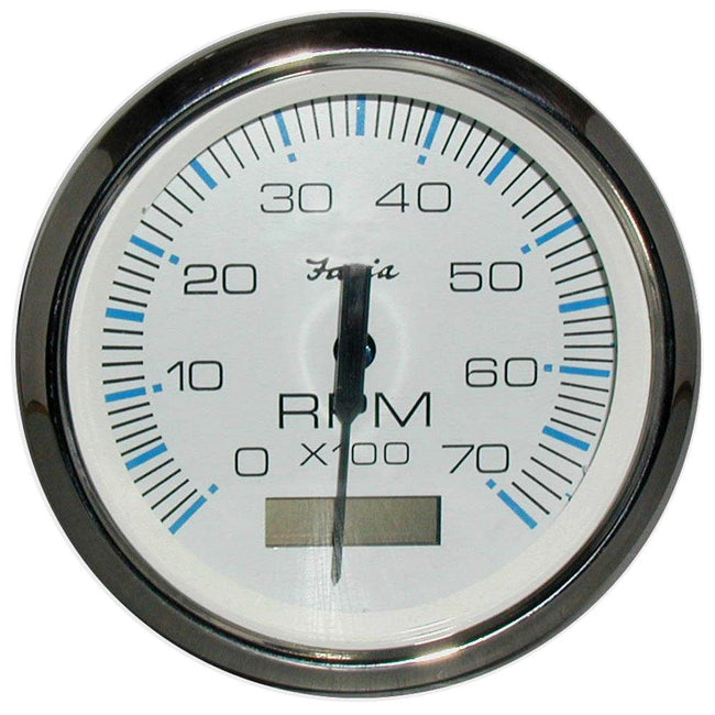 Faria Chesapeake White SS 4" Tachometer w/Hourmeter - 7000 RPM (Gas) (Outboard) [33840] - Rough Seas Marine
