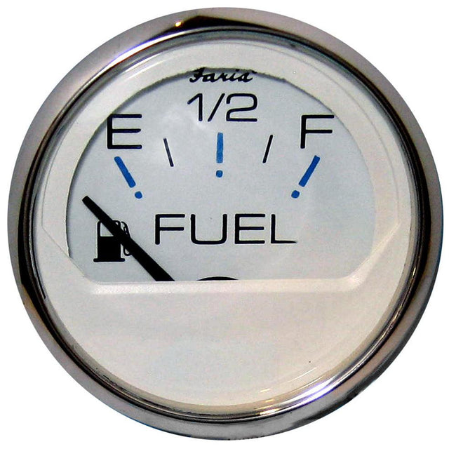 Faria Chesapeake White SS 2" Fuel Level Gauge (E-1/2-F) [13801] - Rough Seas Marine