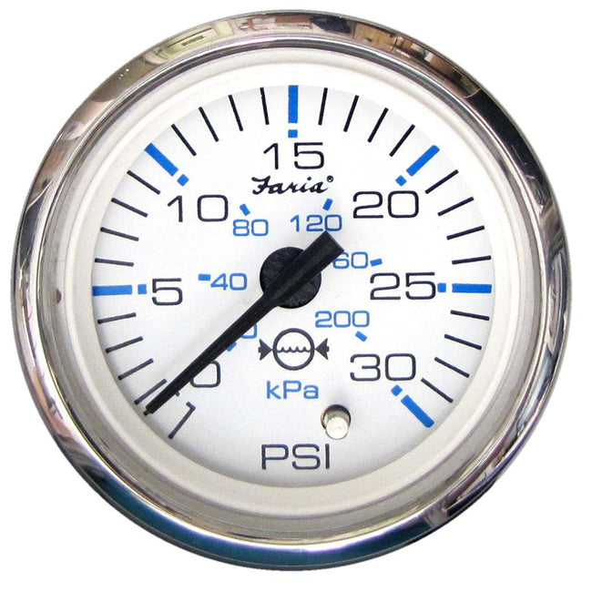 Faria Chesapeake White SS 2" Water Pressure Gauge (30 PSI) [13812] - Rough Seas Marine