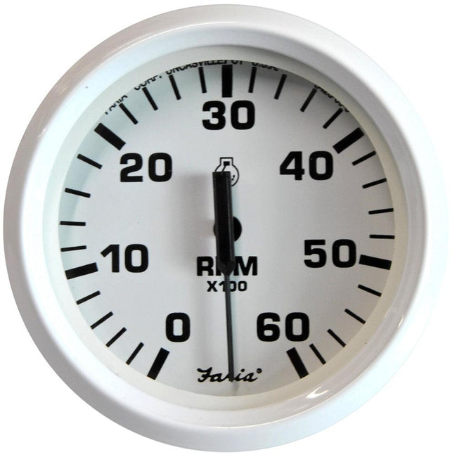 Faria Dress White 4" Tachometer - 6000 RPM (Gas) (Inboard  I/O) [33103] - Rough Seas Marine