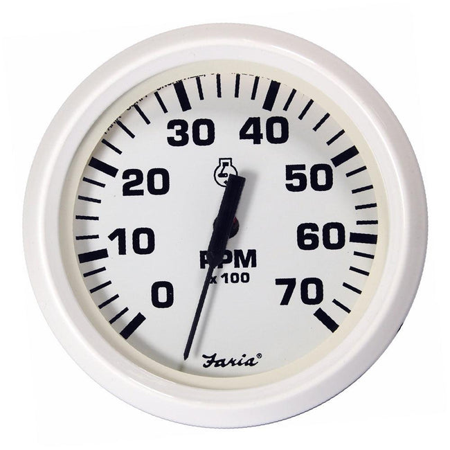 Faria Dress White 4" Tachometer - 7000 RPM (Gas) (All Outboards) [33104] - Rough Seas Marine