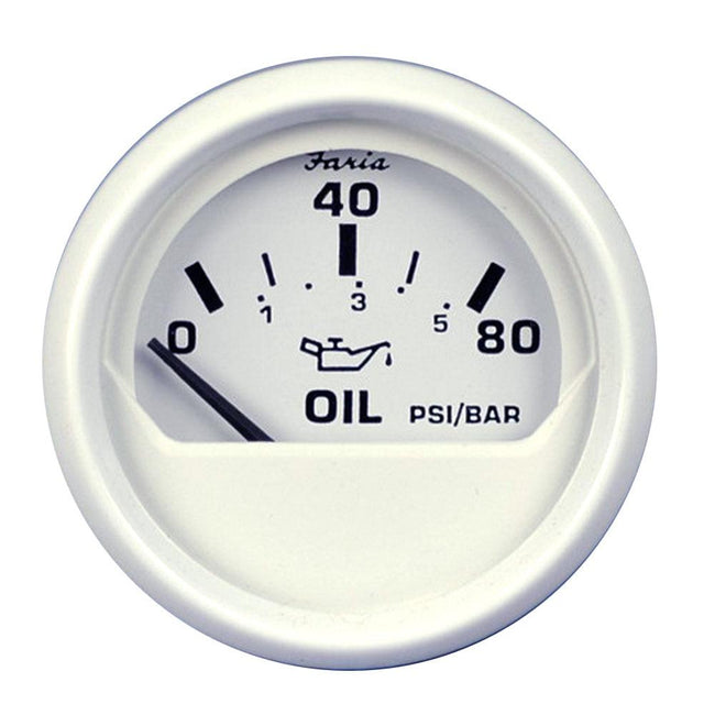 Faria Dress White 2" Oil Pressure Gauge (80 PSI) [13102] - Rough Seas Marine