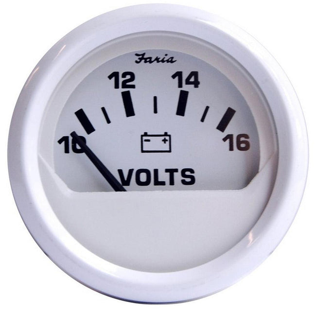 Faria Dress White 2" Voltmeter (10-16 VDC) [13120] - Rough Seas Marine