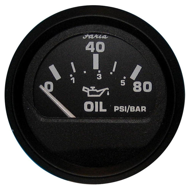 Faria Euro Black 2" Oil Pressure Gauge (80 PSI) [12803] - Rough Seas Marine