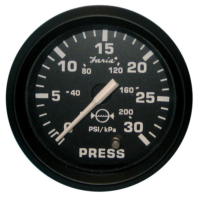 Faria Euro Black 2" Water Pressure Gauge (30 PSI) [12810] - Rough Seas Marine
